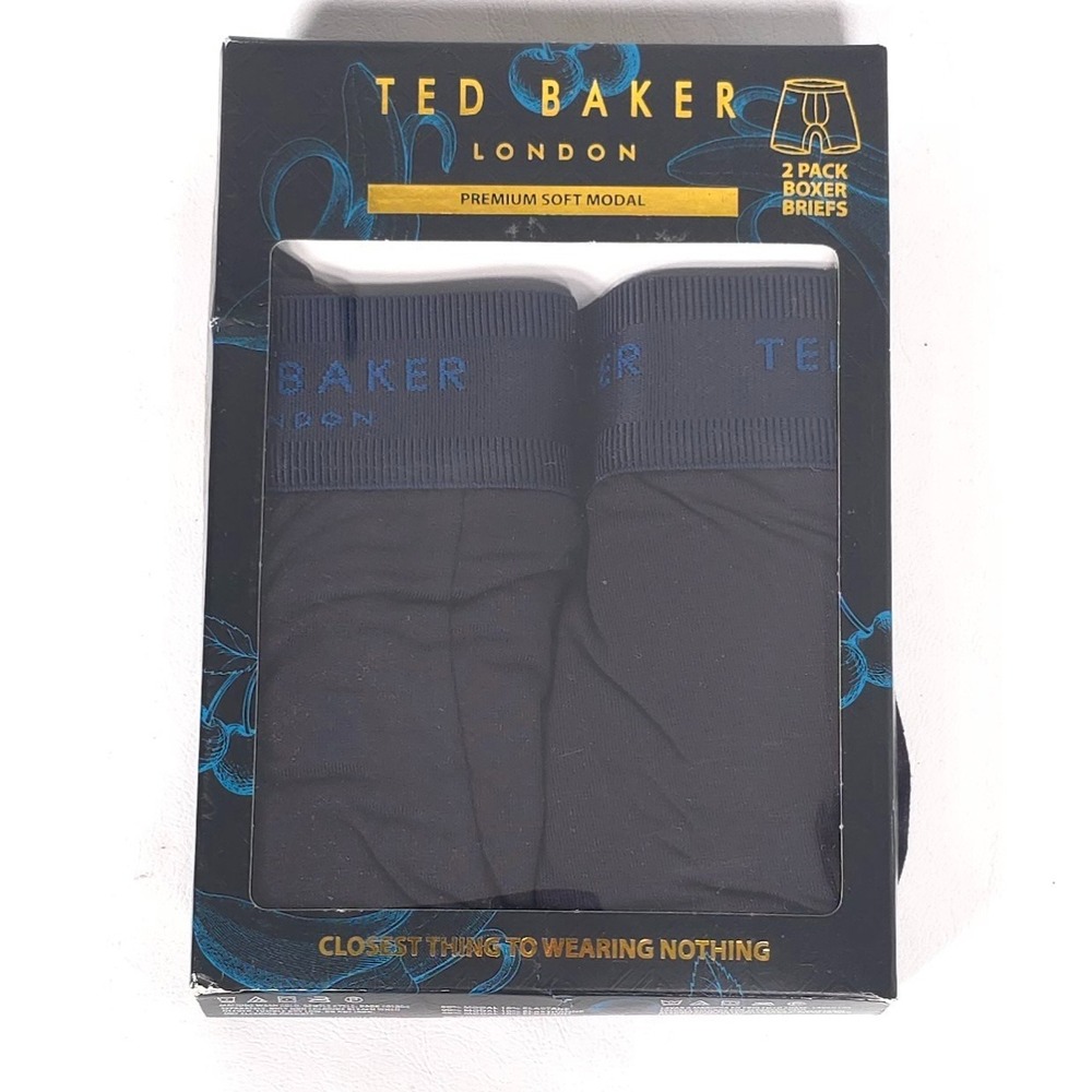 TED BAKER LONDON Men's 2 Pc Boxer Briefs Black SMALL Premium Soft Modal RTBM003